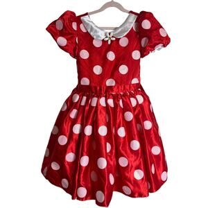 Disney Store Girls Size 9 10  Costume Minnie Mouse Dress Full Polka Dot EUC